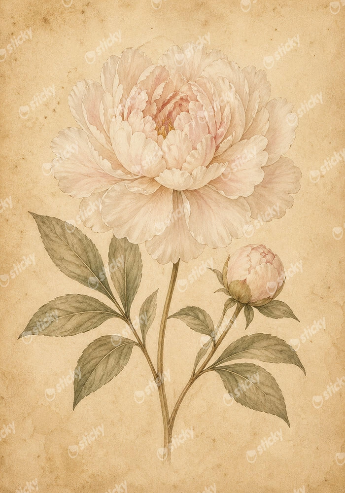 Πίνακας σε Καμβά VINTAGE DARK ACADEMIA PLANT 10
