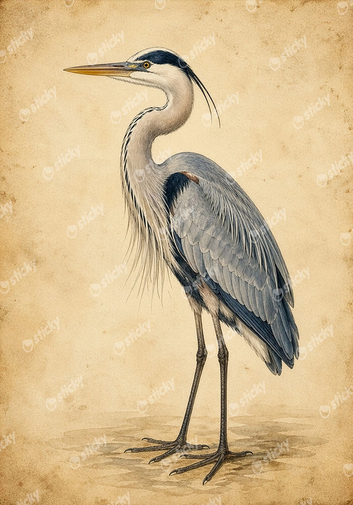 Πίνακας σε Καμβά VINTAGE DARK ACADEMIA STORK 2
