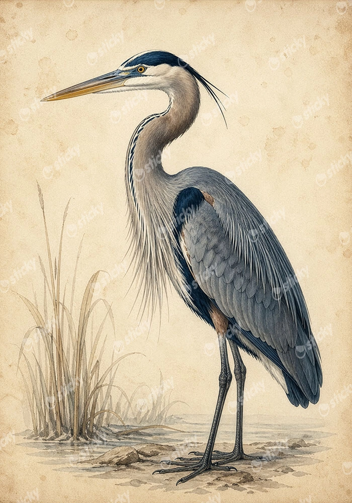 Πίνακας σε Καμβά VINTAGE DARK ACADEMIA STORK