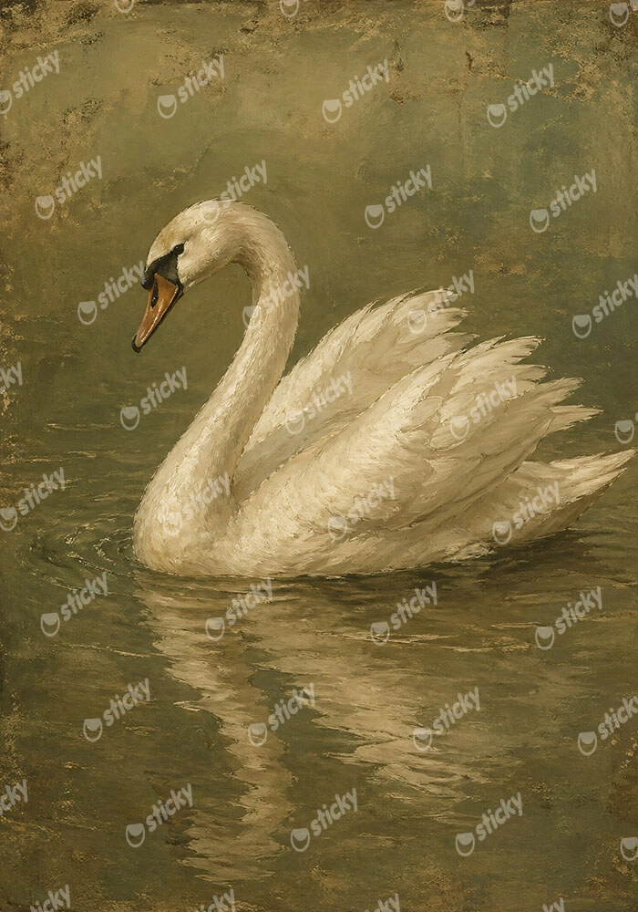 Πίνακας σε Καμβά VINTAGE DARK ACADEMIA SWAN 3