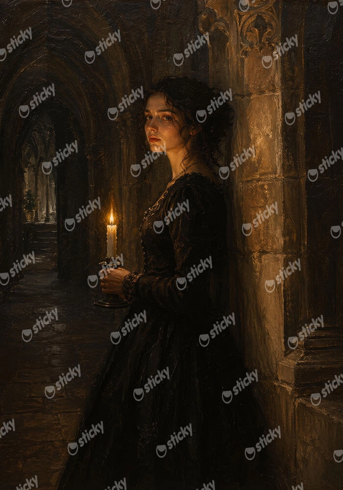 Πίνακας σε Καμβά VINTAGE DARK ACADEMIA WOMAN 15