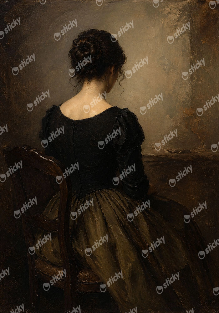 Πίνακας σε Καμβά VINTAGE DARK ACADEMIA WOMAN 17