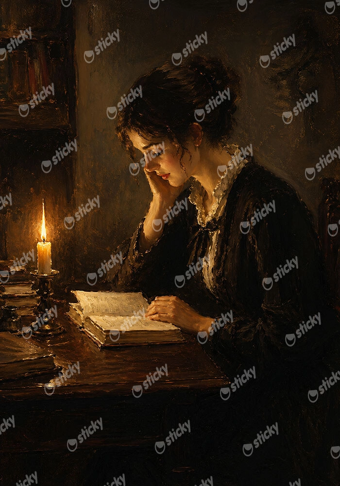 Πίνακας σε Καμβά VINTAGE DARK ACADEMIA WOMAN 19