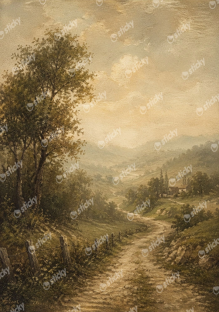 Πίνακας σε Καμβά VINTAGE DARK ACADEMIA FOREST PATH 4
