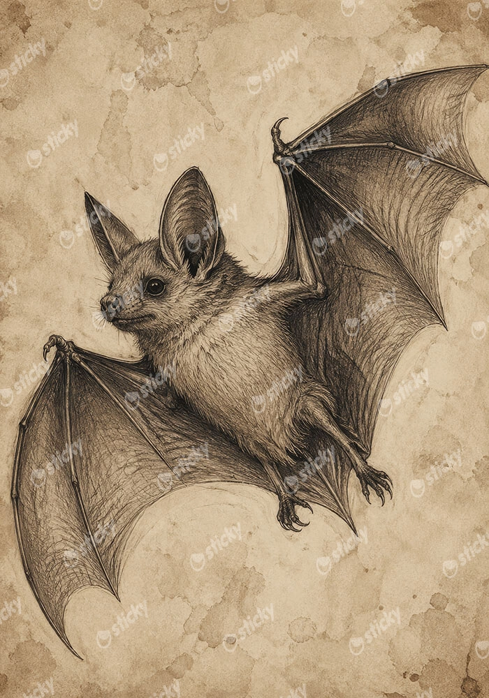 Πίνακας σε Καμβά VINTAGE DARK ACADEMIA BAT