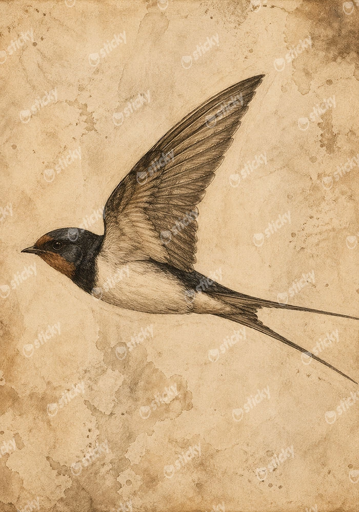 Πίνακας σε Καμβά VINTAGE DARK ACADEMIA BIRD 5