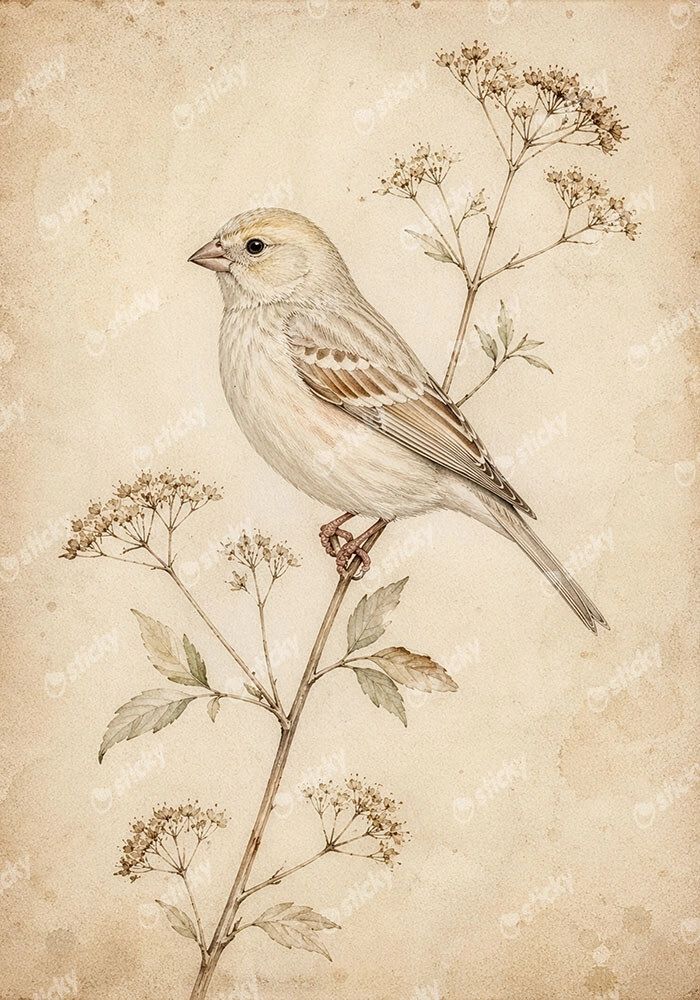 Πίνακας σε Καμβά VINTAGE DARK ACADEMIA BIRD 7