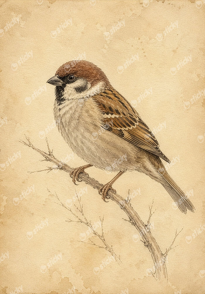 Πίνακας σε Καμβά VINTAGE DARK ACADEMIA BIRD 9