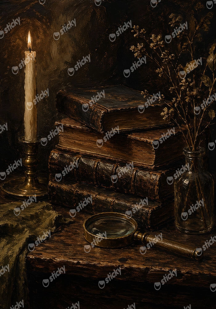 Πίνακας σε Καμβά VINTAGE DARK ACADEMIA BOOKS 2
