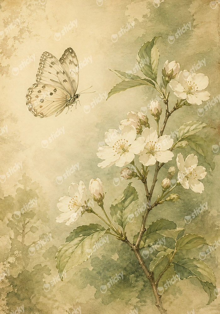 Πίνακας σε Καμβά VINTAGE DARK ACADEMIA BUTTERFLY 5