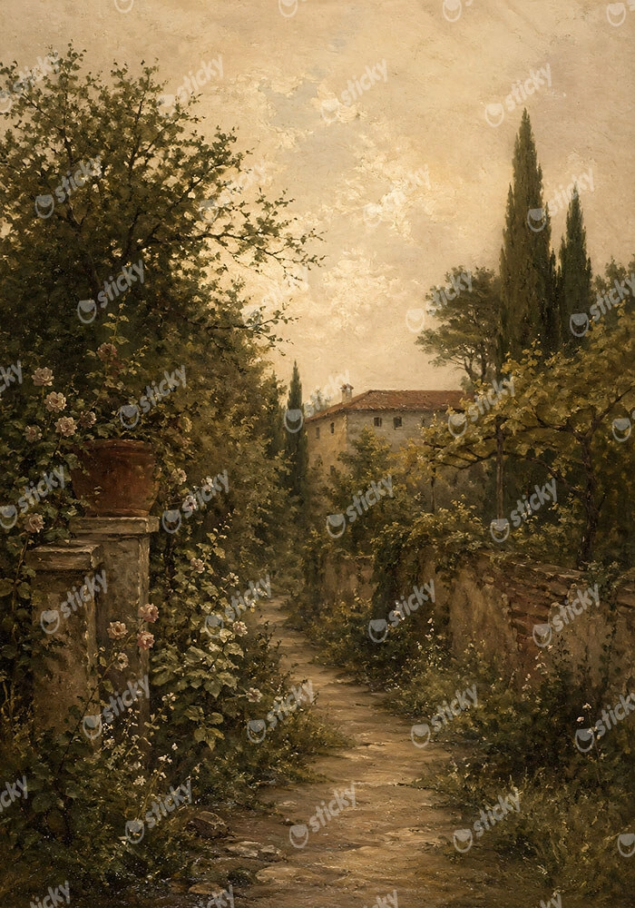 Πίνακας σε Καμβά VINTAGE DARK ACADEMIA COUNTRY PATH 2