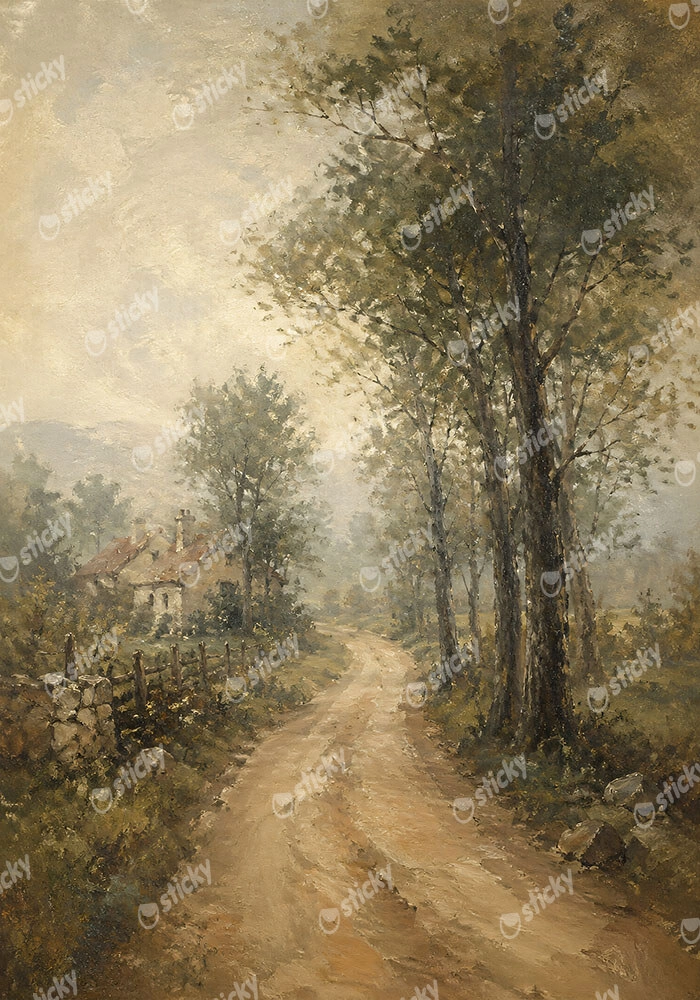 Πίνακας σε Καμβά VINTAGE DARK ACADEMIA COUNTRY PATH
