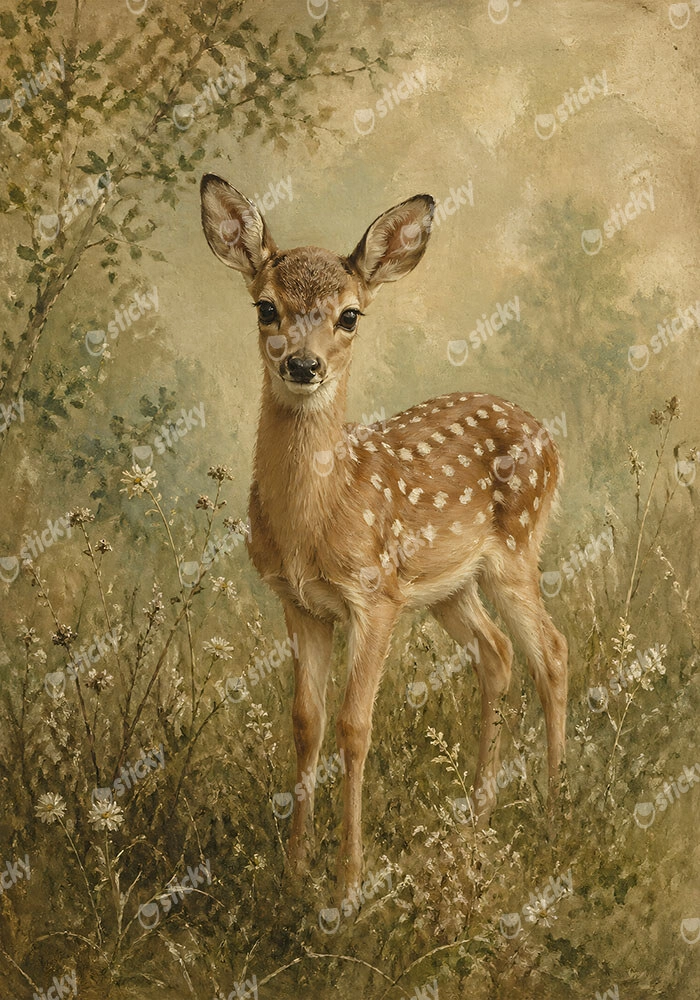 Πίνακας σε Καμβά VINTAGE DARK ACADEMIA DEER 2