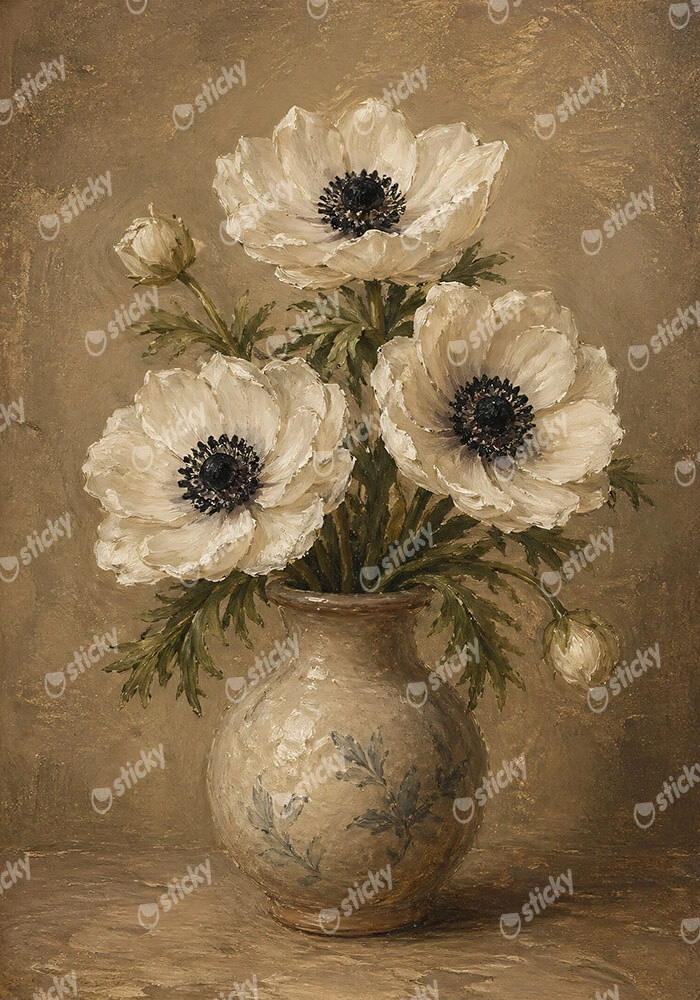 Πίνακας σε Καμβά VINTAGE DARK ACADEMIA FLOWER VASE 21