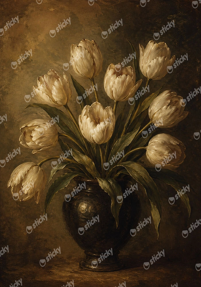 Πίνακας σε Καμβά VINTAGE DARK ACADEMIA FLOWER VASE 23