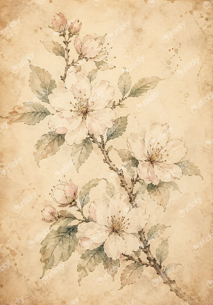 Πίνακας σε Καμβά VINTAGE DARK ACADEMIA FLOWERS 5