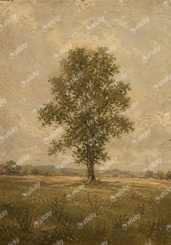 Πίνακας σε Καμβά VINTAGE DARK ACADEMIA LONE TREE 4