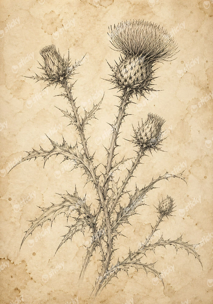 Πίνακας σε Καμβά VINTAGE DARK ACADEMIA PLANT 18