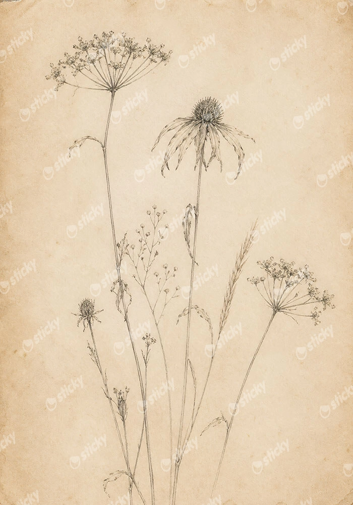 Πίνακας σε Καμβά VINTAGE DARK ACADEMIA PLANT 19