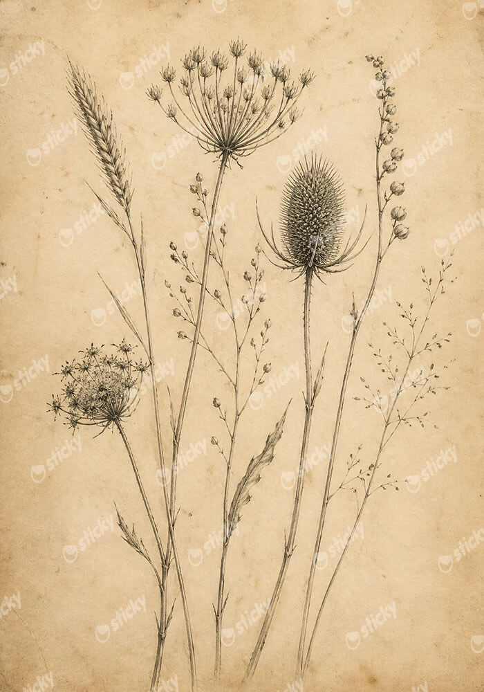 Πίνακας σε Καμβά VINTAGE DARK ACADEMIA PLANT 20