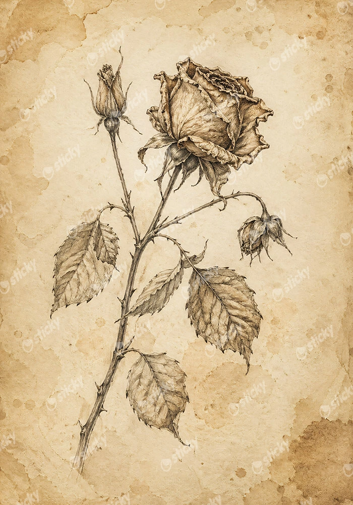 Πίνακας σε Καμβά VINTAGE DARK ACADEMIA PLANT 21