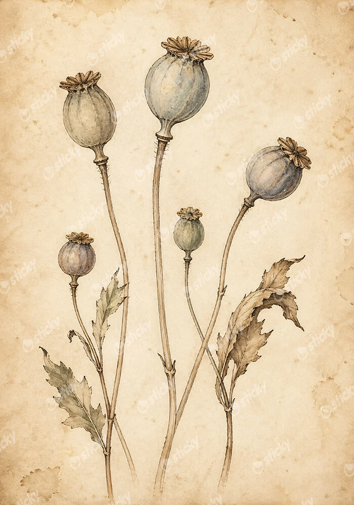 Πίνακας σε Καμβά VINTAGE DARK ACADEMIA PLANT 26