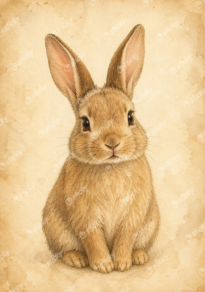 Πίνακας σε Καμβά VINTAGE DARK ACADEMIA RABBIT 4