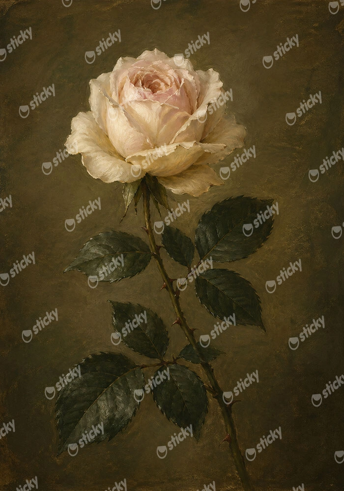 Πίνακας σε Καμβά VINTAGE DARK ACADEMIA ROSE 3