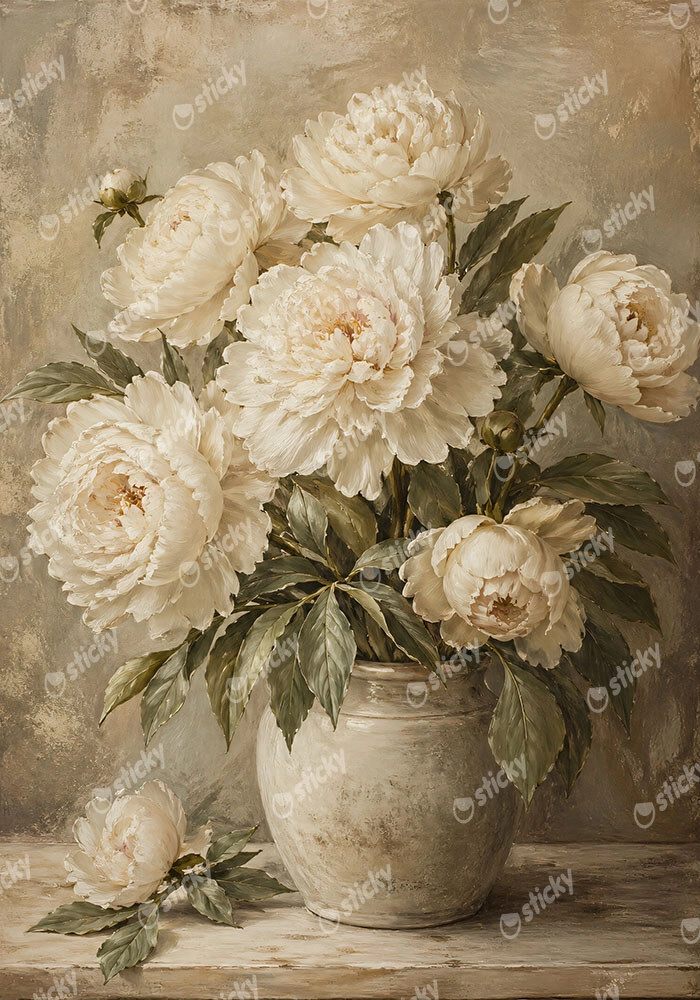 Πίνακας σε Καμβά VINTAGE DARK ACADEMIA ROSES VASE 5