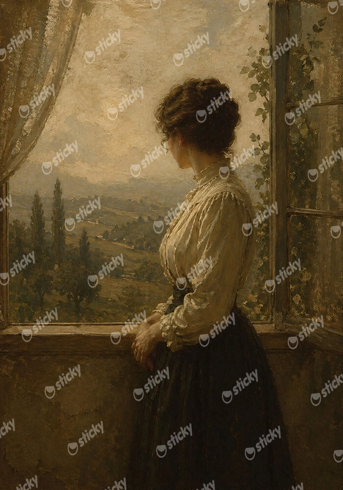 Πίνακας σε Καμβά VINTAGE DARK ACADEMIA WOMAN 23