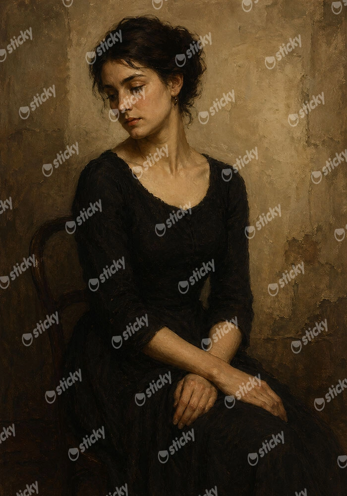 Πίνακας σε Καμβά VINTAGE DARK ACADEMIA WOMAN 25