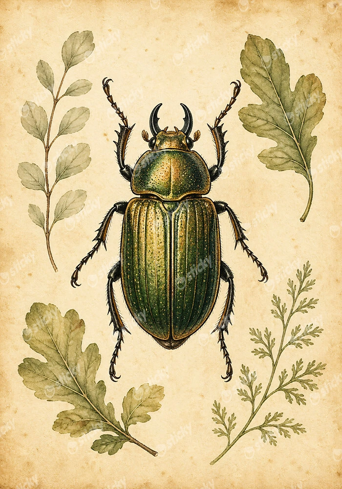Πίνακας σε Καμβά VINTAGE DARK ACADEMIA BEETLE