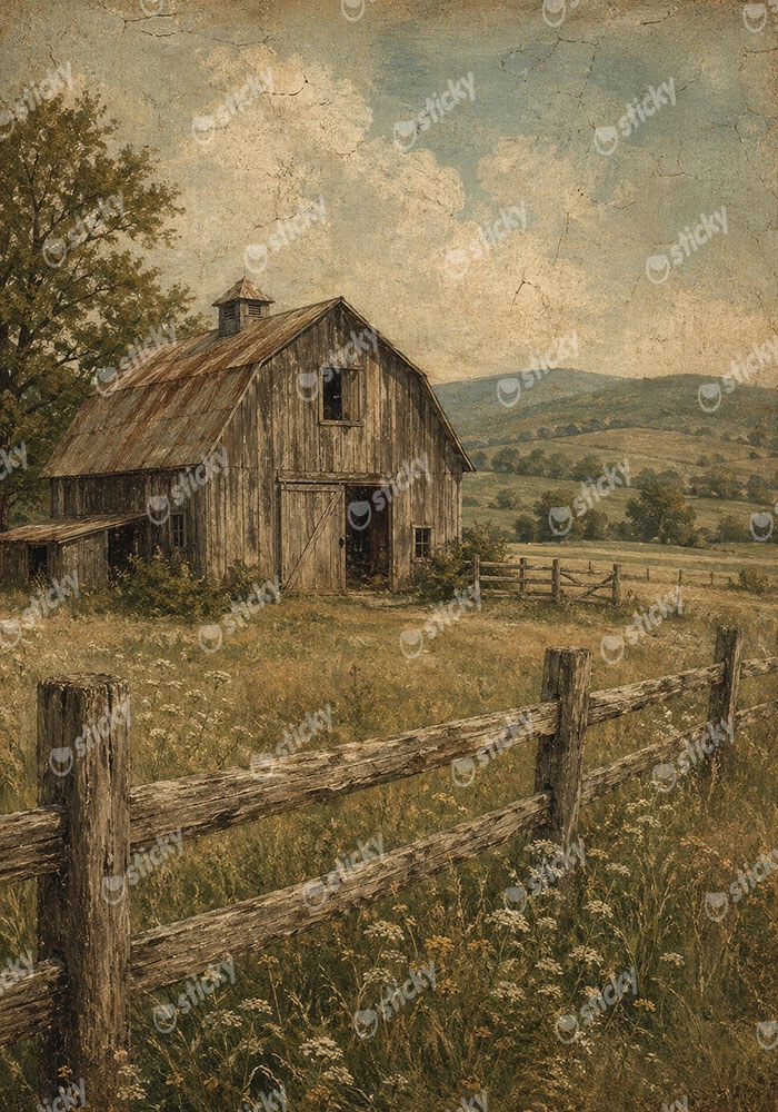 Πίνακας σε Καμβά VINTAGE DARK ACADEMIA BARN