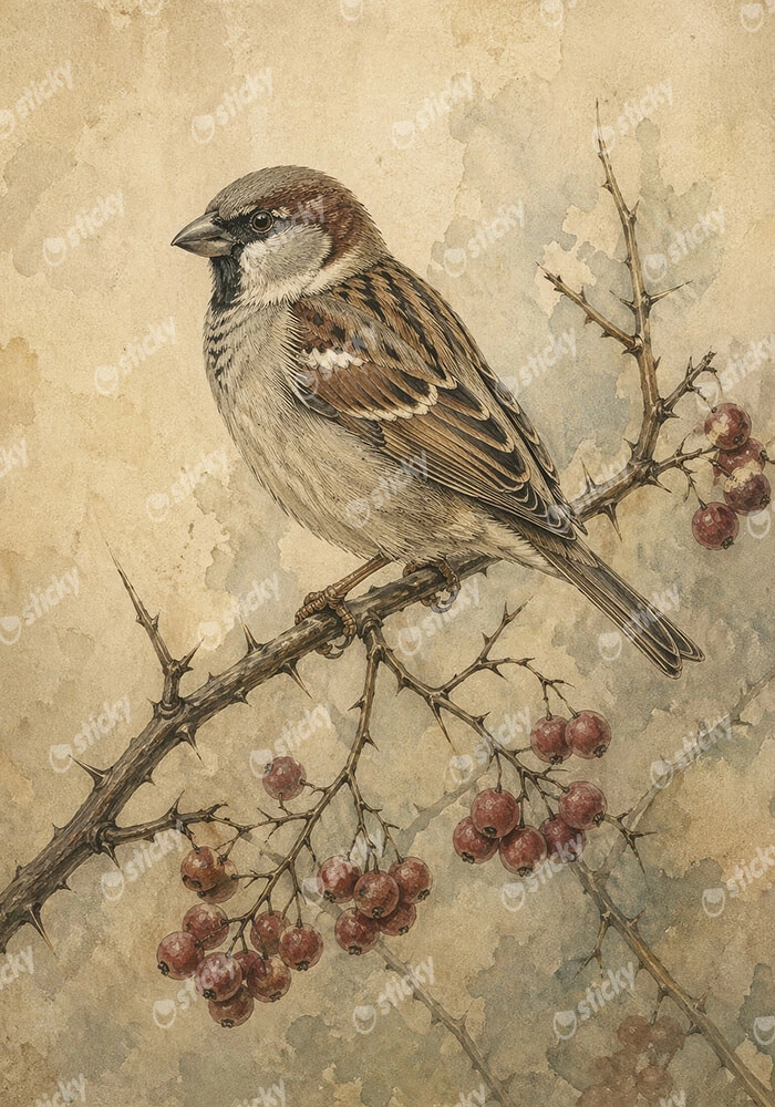 Πίνακας σε Καμβά VINTAGE DARK ACADEMIA BIRD 2