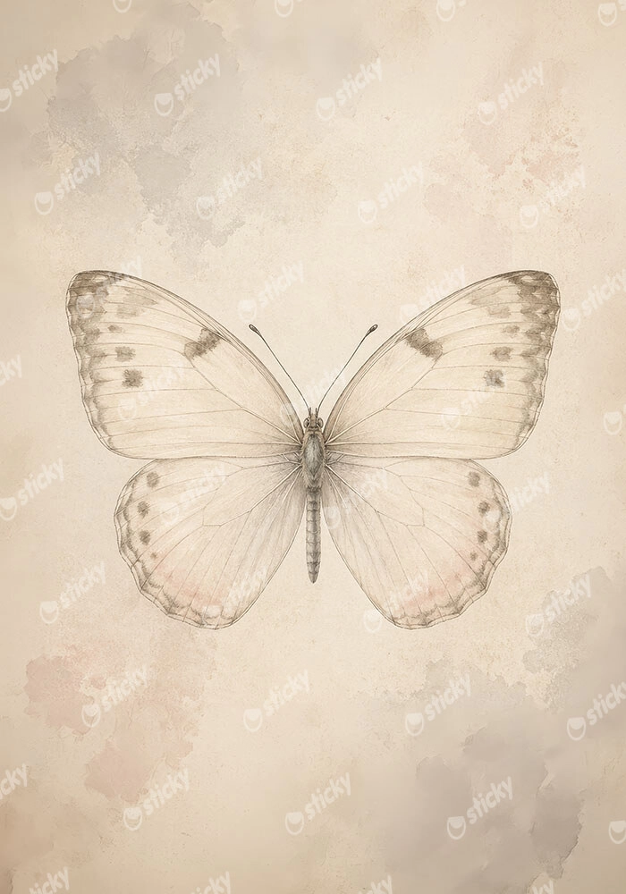 Πίνακας σε Καμβά VINTAGE DARK ACADEMIA BUTTERFLY 2