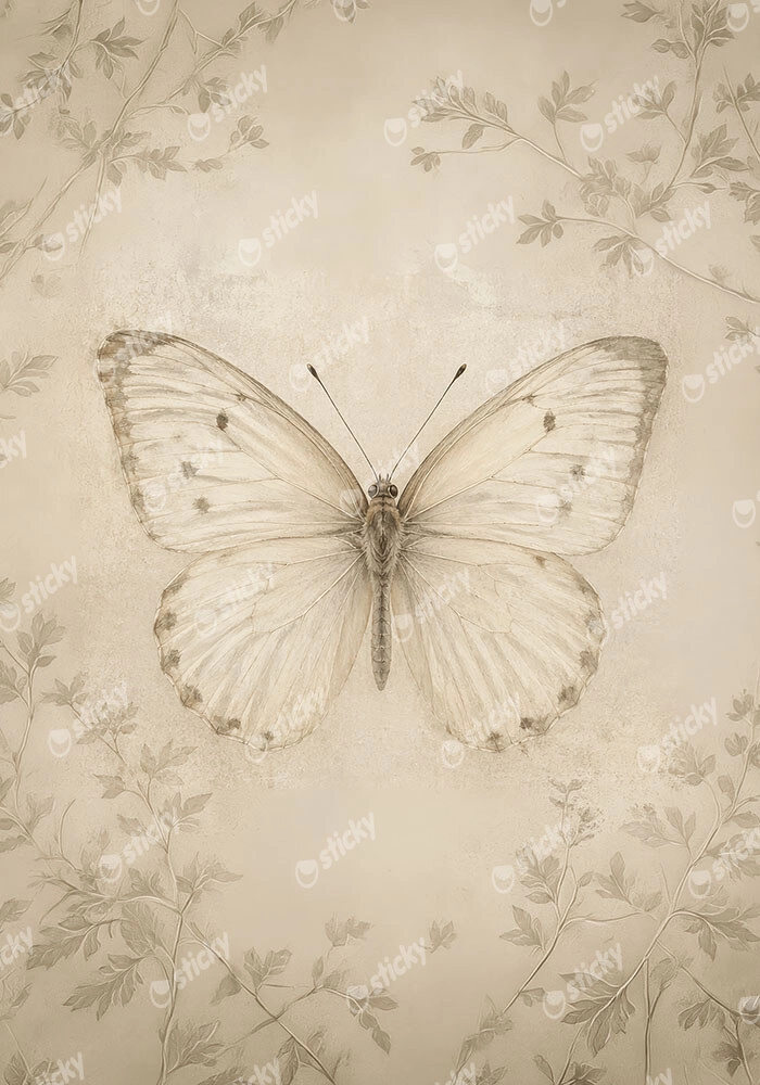 Πίνακας σε Καμβά VINTAGE DARK ACADEMIA BUTTERFLY