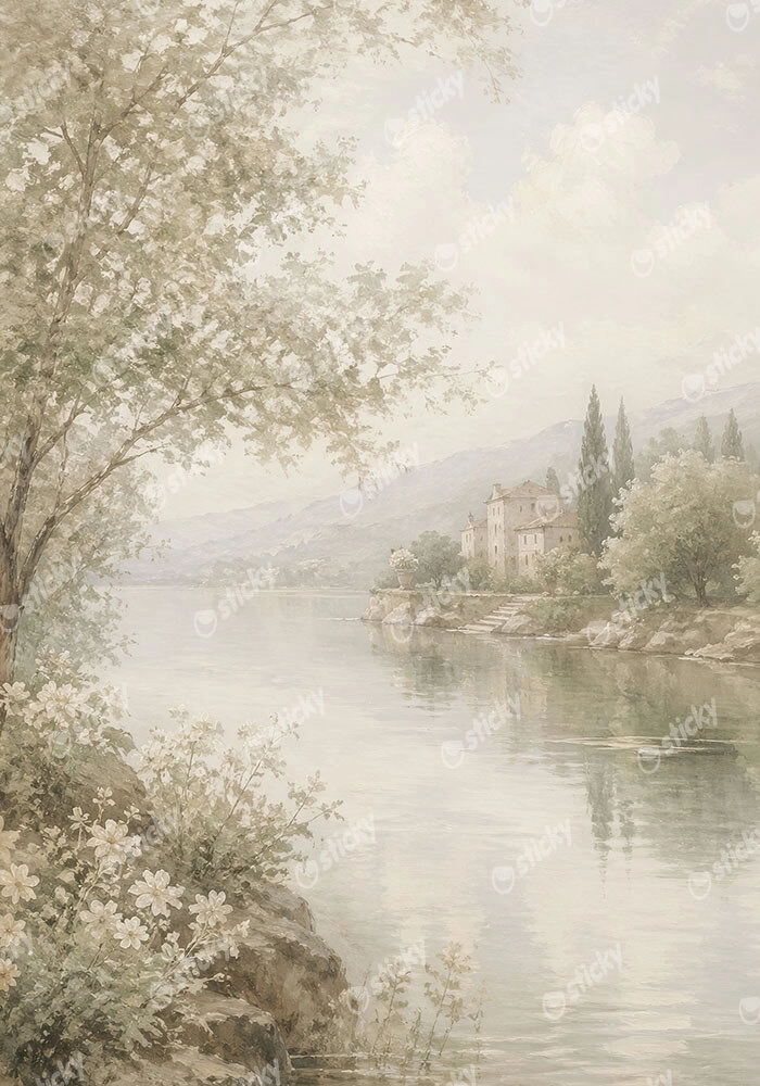 Πίνακας σε Καμβά VINTAGE DARK ACADEMIA BY THE RIVER
