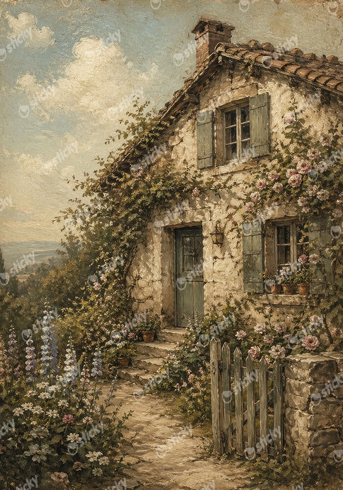 Πίνακας σε Καμβά VINTAGE DARK ACADEMIA COUNTRY HOUSE 2