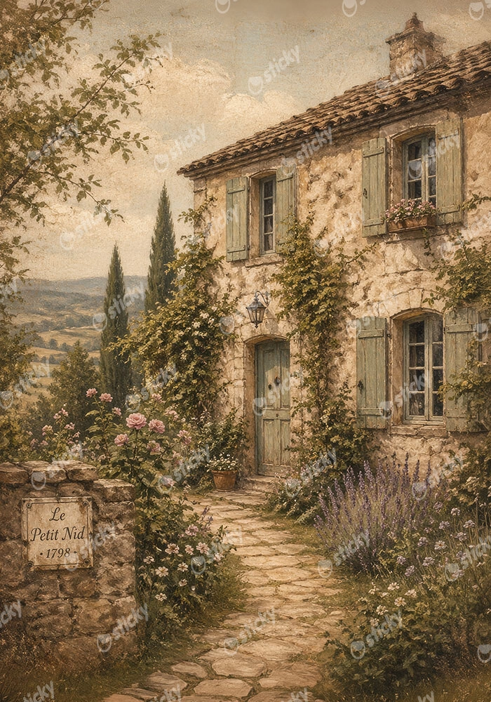 Πίνακας σε Καμβά VINTAGE DARK ACADEMIA COUNTRY HOUSE