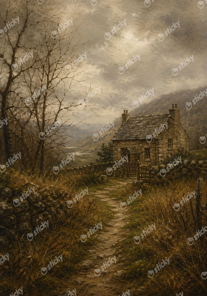 Πίνακας σε Καμβά VINTAGE DARK ACADEMIA COUNTRY ROAD 2