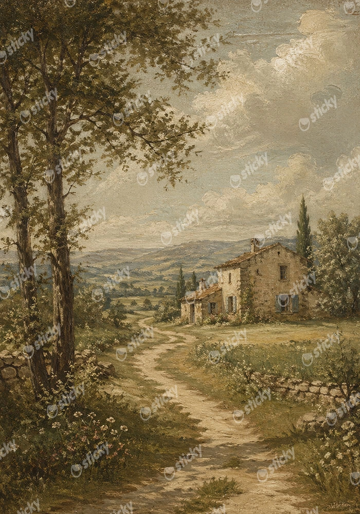 Πίνακας σε Καμβά VINTAGE DARK ACADEMIA COUNTRY ROAD 3