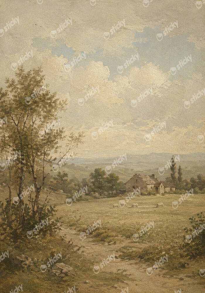 Πίνακας σε Καμβά VINTAGE DARK ACADEMIA COUNTRY ROAD 4