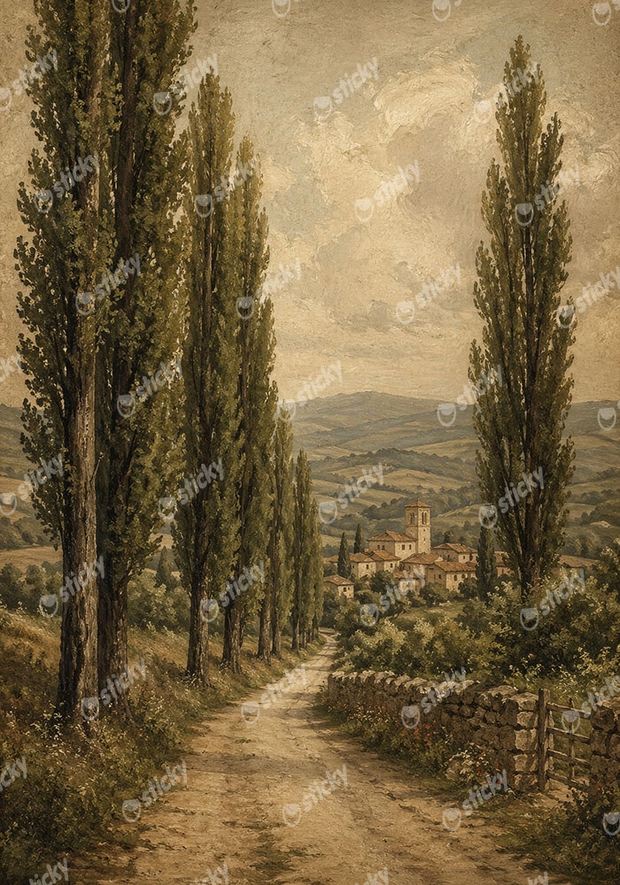 Πίνακας σε Καμβά VINTAGE DARK ACADEMIA COUNTRY ROAD 5