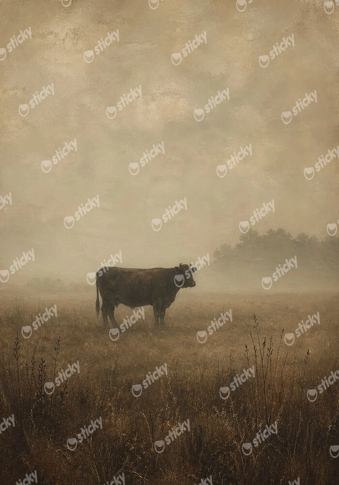 Πίνακας σε Καμβά VINTAGE DARK ACADEMIA COW