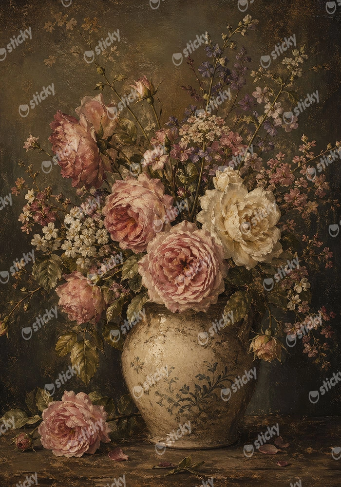 Πίνακας σε Καμβά VINTAGE DARK ACADEMIA FLOWER VASE 7