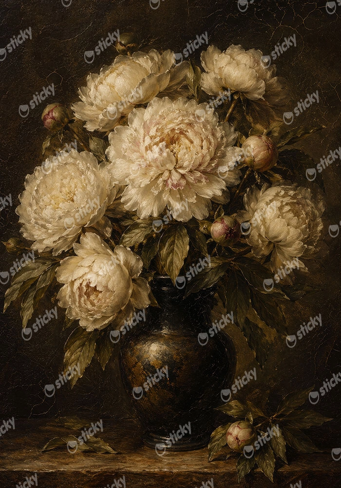 Πίνακας σε Καμβά VINTAGE DARK ACADEMIA FLOWER VASE 9