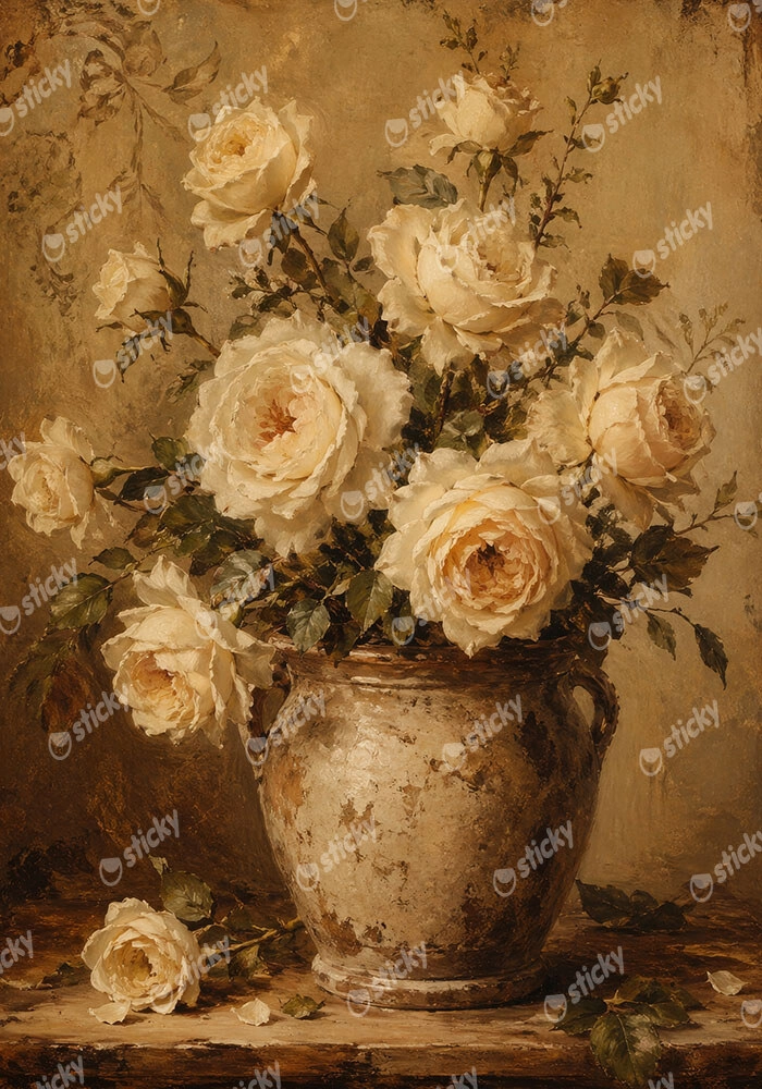 Πίνακας σε Καμβά VINTAGE DARK ACADEMIA FLOWER VASE 10