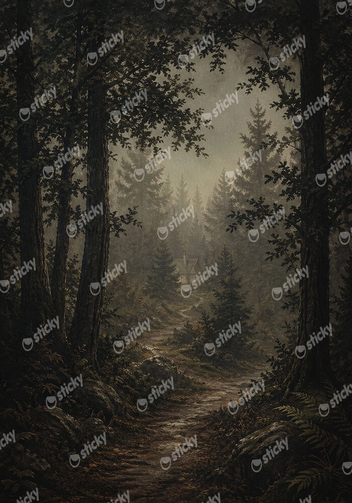 Πίνακας σε Καμβά VINTAGE DARK ACADEMIA FOREST PATH