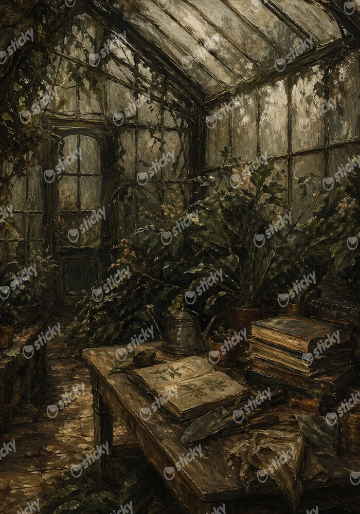 Πίνακας σε Καμβά VINTAGE DARK ACADEMIA GREENERY