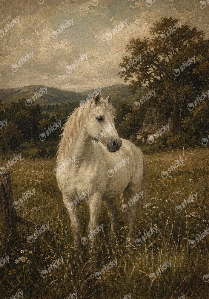 Πίνακας σε Καμβά VINTAGE DARK ACADEMIA HORSE 3